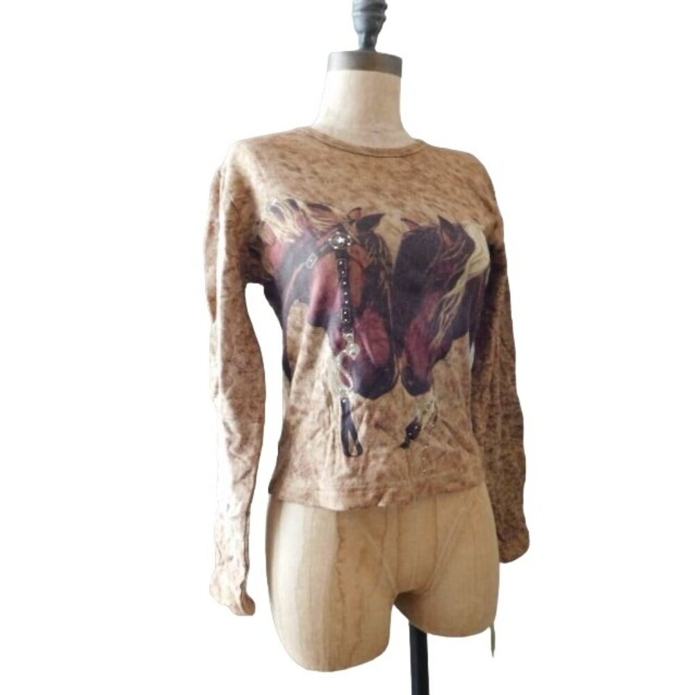 Gordon & James Size S Small Western Cropped Bling LS Top NWT - Picture 2 of 2